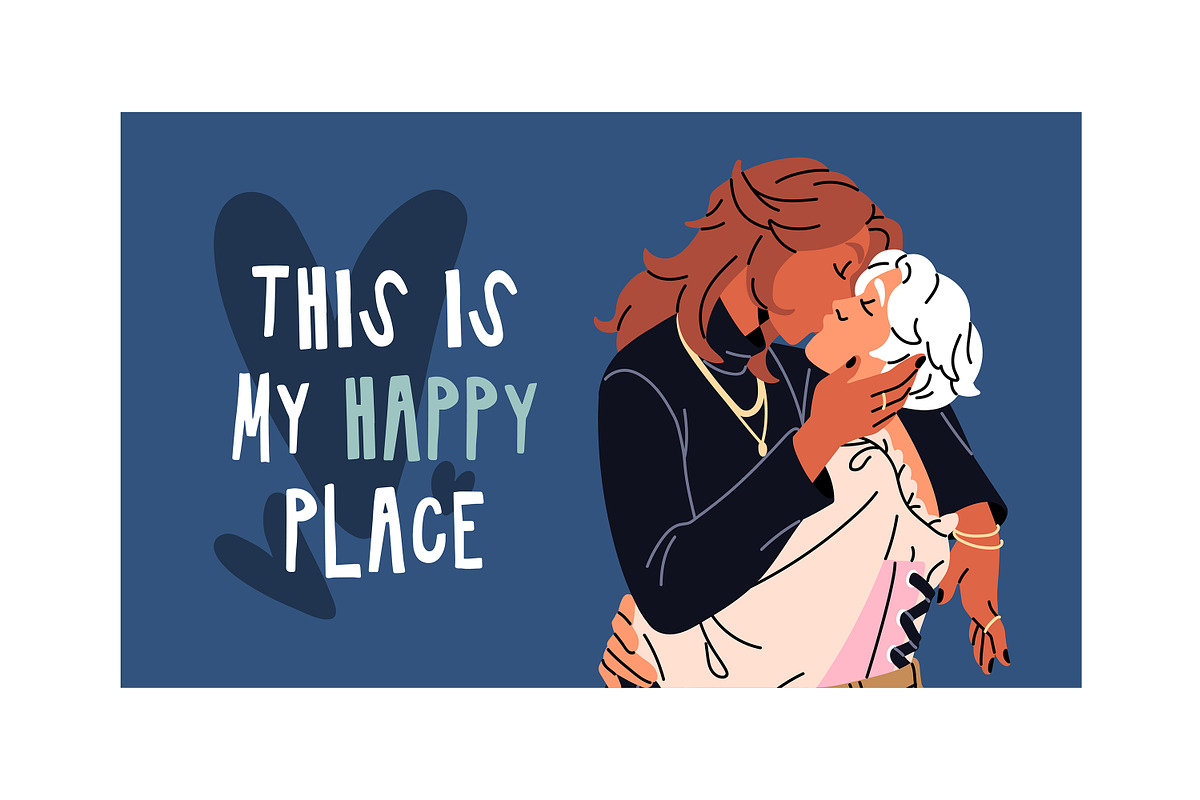 Diverse couples kiss, hug set, cards, a Person Illustration by PaperTrident (Photo 13 of 14)