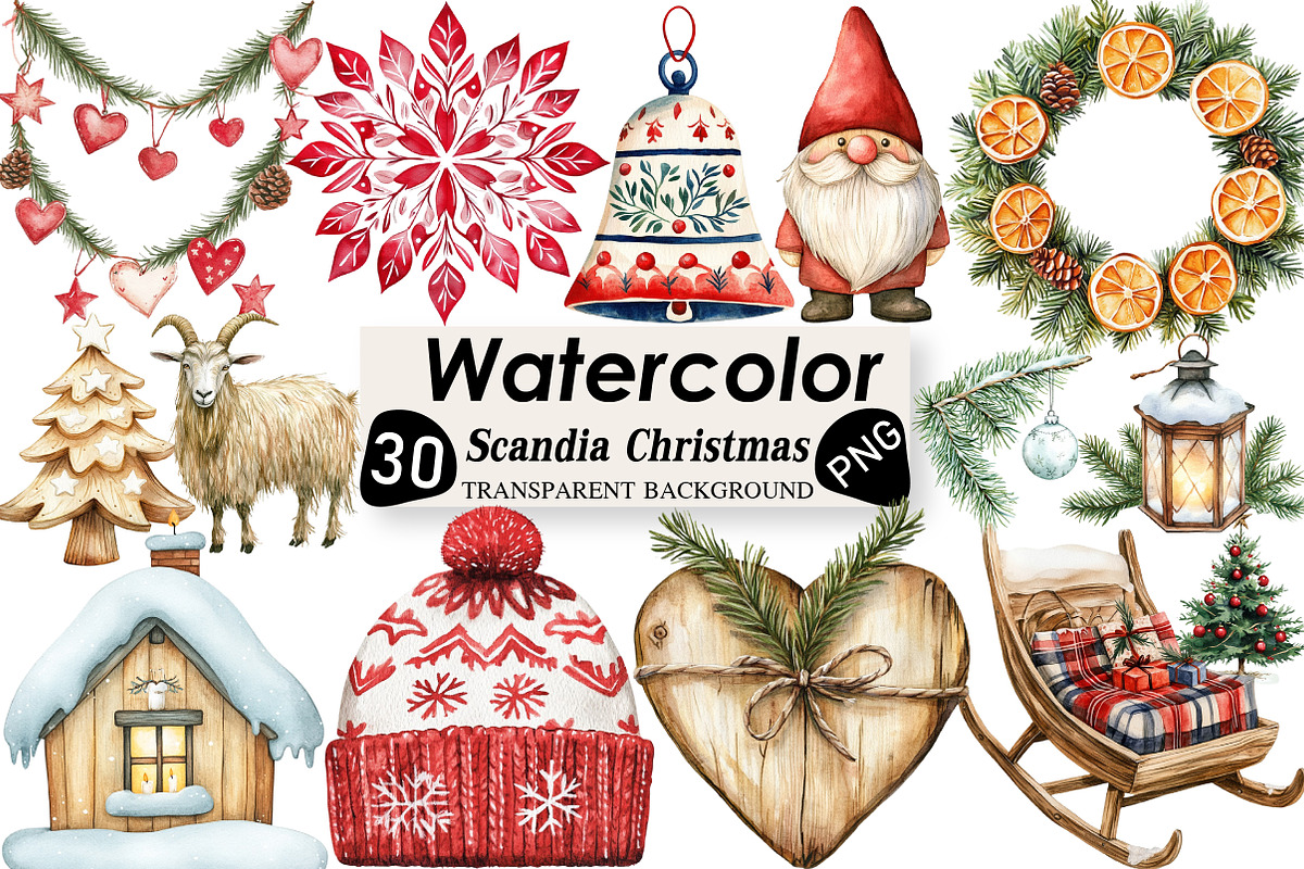 Scandia Christmas Clipart, an Illustration by Black Bird Studio (Photo 1 of 6)