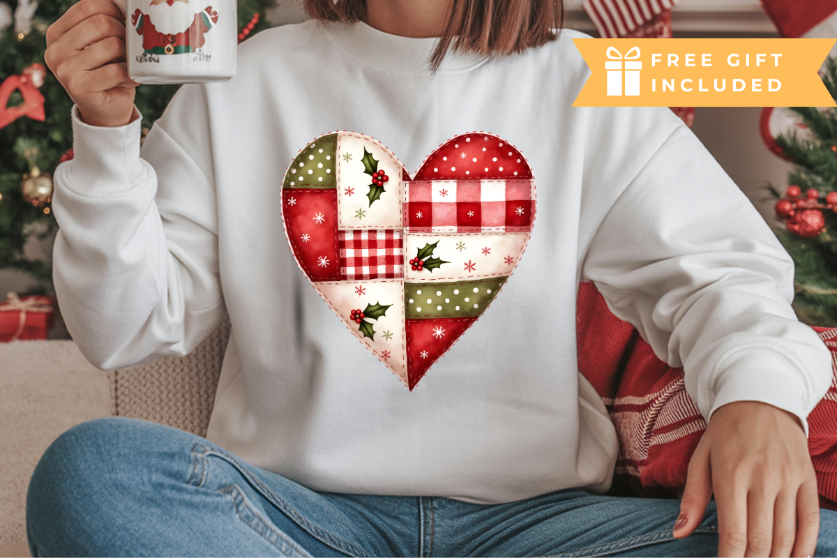 Christmas Patchwork Heart PNG, an Illustration by Anca Digital Vibe (Photo 4 of 5)