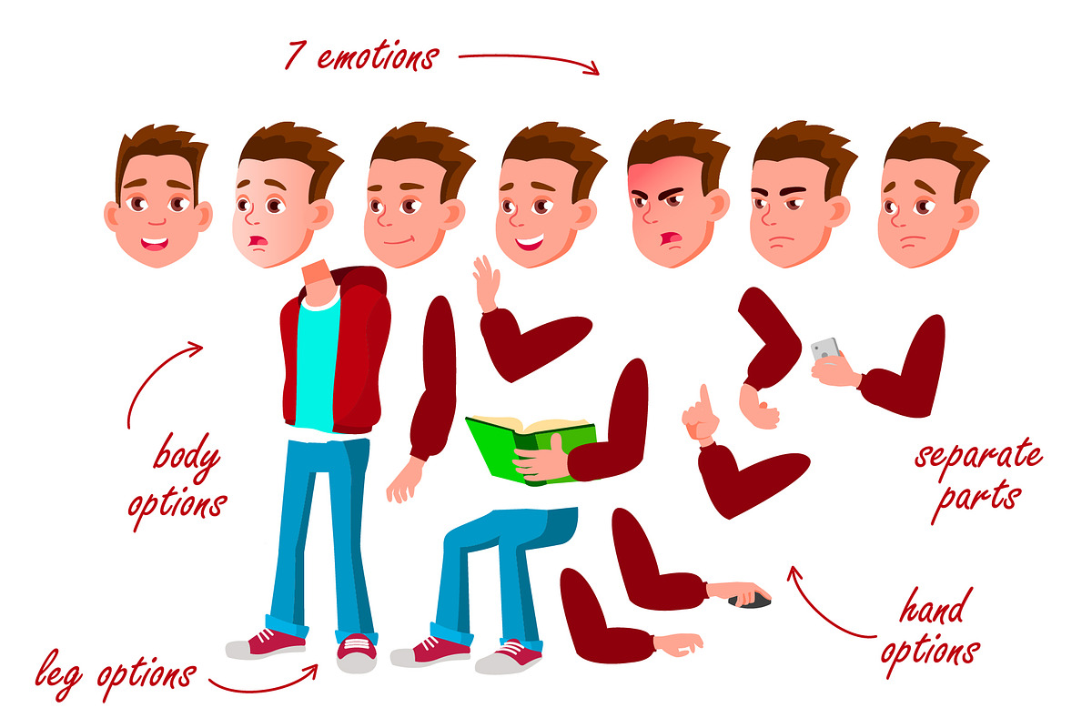 Boy Schoolboy Animation Creation Set, an Education Illustration by ...