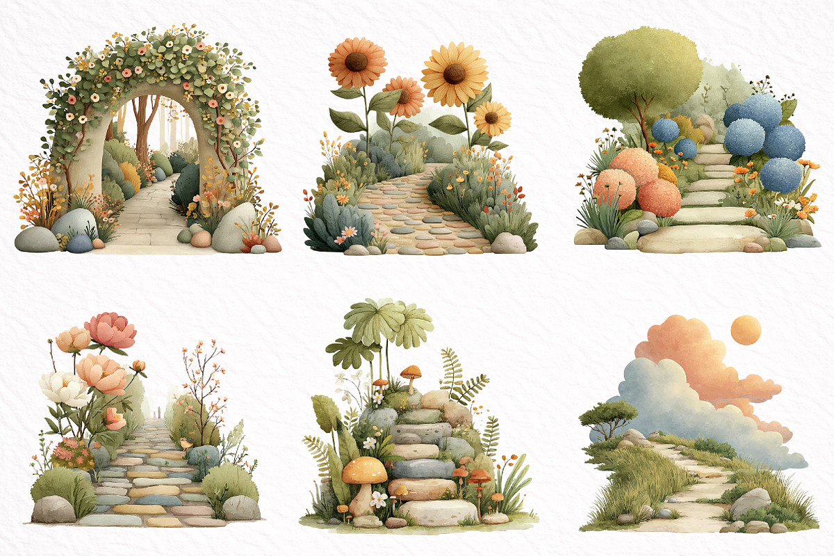 Whimsical Summer Pathway Clipart, an Illustration by DreamArtGraphic (Photo 4 of 8)