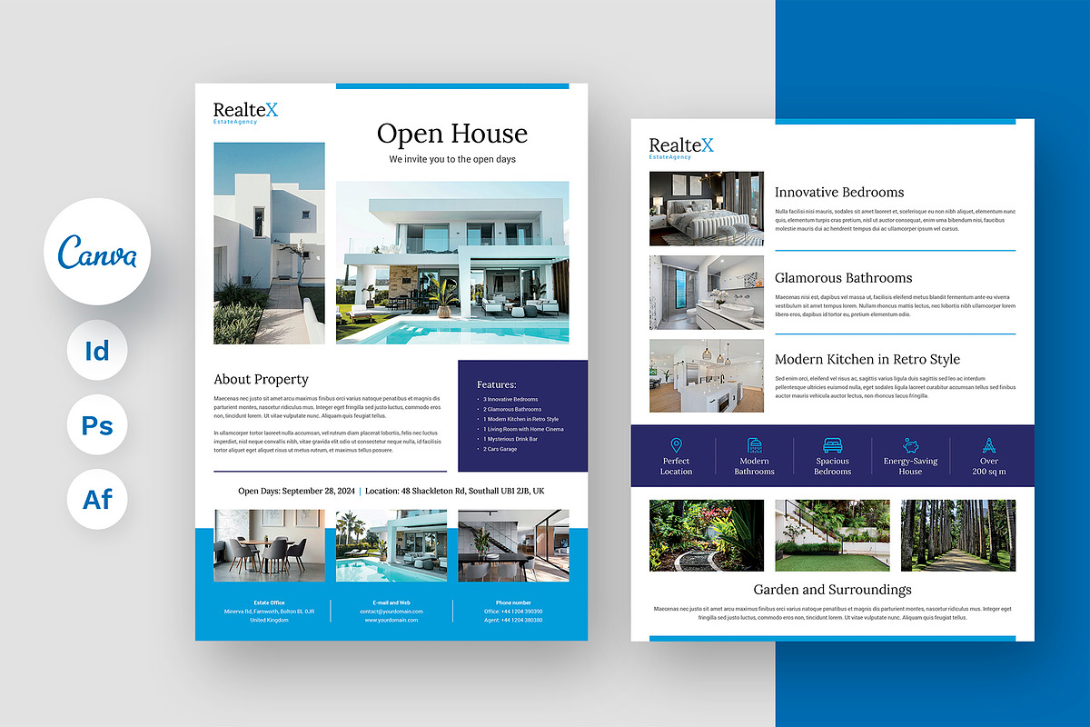 Realtex Estate Agency Flyer Canva, a Flyer Template by artbart (Photo 1 of 9)