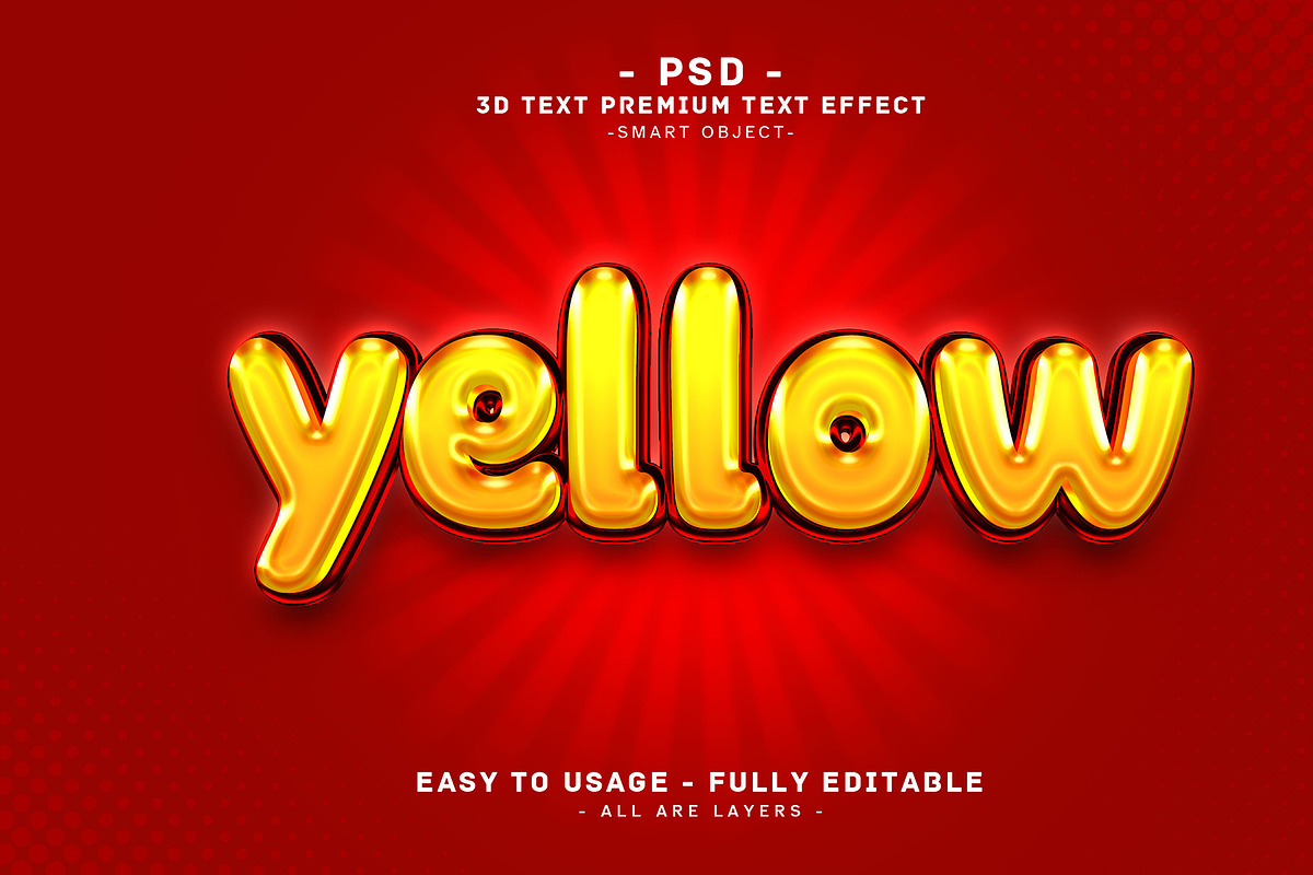 Editable 3D Text Effect Yellow, a Layer Style Add-On by Md Jahidul99 (Photo 1 of 2)