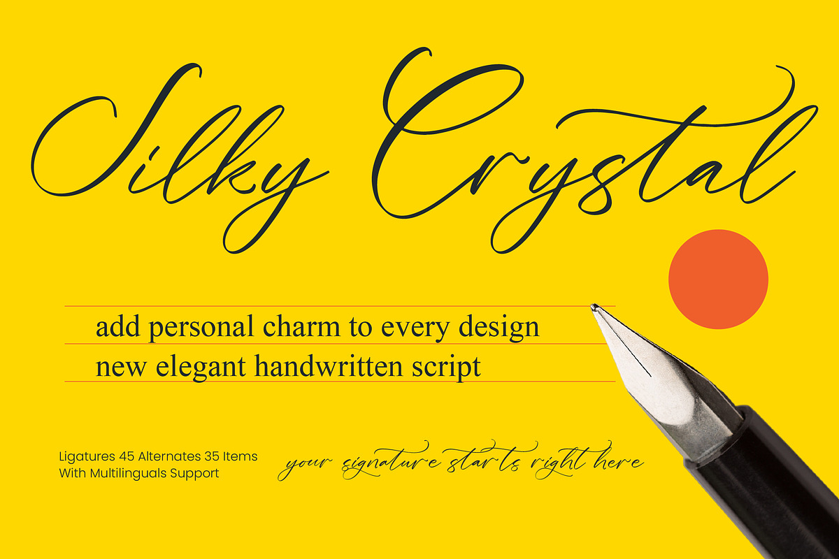 Silky Crystal Elegant Handwritten, a Script Font by Letterena Studios Script (Photo 1 of 10)
