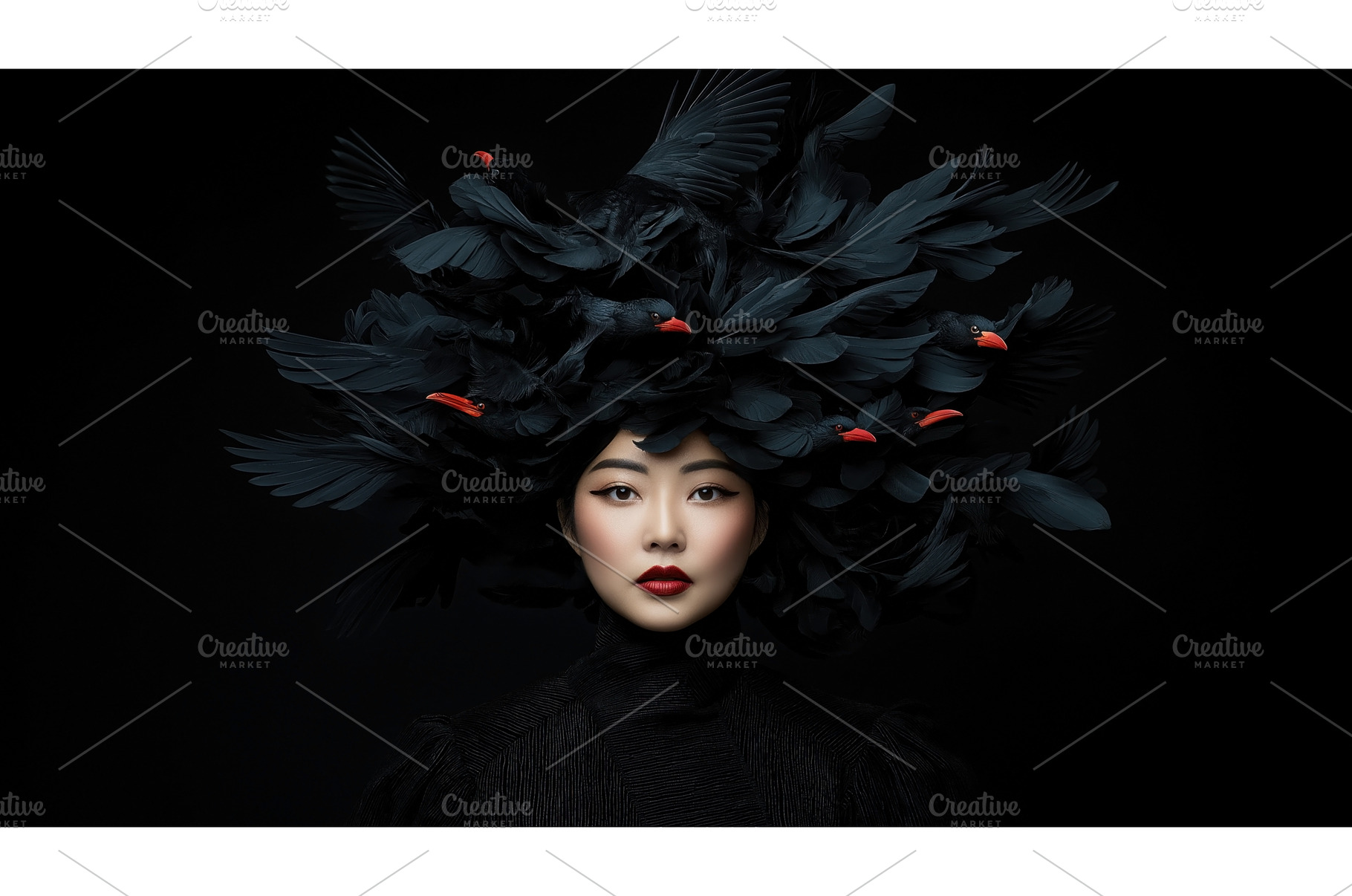 An Asian woman with an elaborate, a Beauty & Fashion Photo by Sergey Kotenev