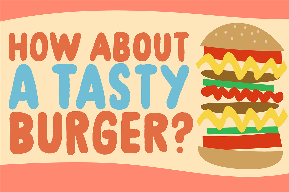 Crispy Yellow - snacky 'n tasty font, a Sans Serif Font by pizzadudedotdk (Photo 2 of 4)