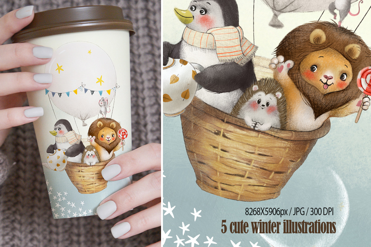 Cute Christmas Animals, an Animal Illustration by TanyaSchuka (Photo 2 of 15)