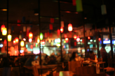 Blur restaurant background containing green, old, and fun