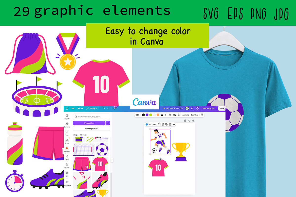 Football Match Vector Clipart Pack, a Sport Illustration by NataKa (Photo 3 of 4)