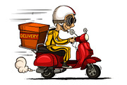 Hipster and Courier ride on scooter, a Food Illustration by yuanden graphics (Thumbnail 3 of 4)