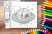 Space Adventure Coloring Pages Kids, a Technology Illustration by LA Design (Thumbnail 10 of 10)