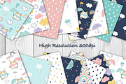 Kawaii Cat in the Rain Digital Paper, a Pattern Graphic by lindoet23 (Thumbnail 2 of 7)