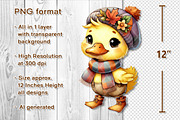 Autumn Cute Duck Clipart Sublimation, a Seasonal Illustration by V Design Creator (Thumbnail 2 of 7)