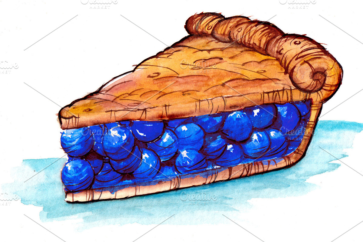 Blueberry Pie, a Food Illustration by DearthCo