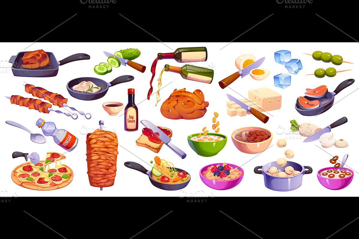 Cooking process set, cook food, a Food Illustration by Vector Tradition (Photo 1 of 3)