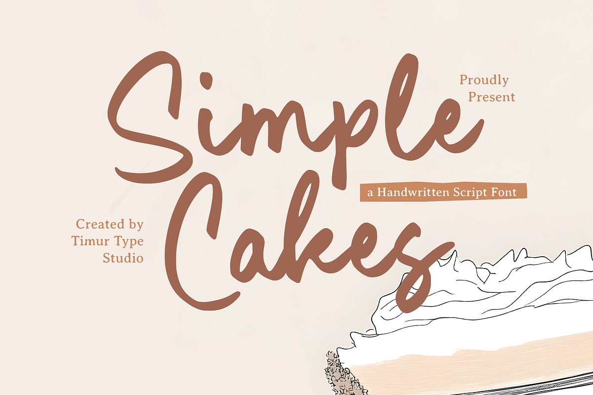 Simple Cakes Font, a Script Font by Timurtype (Photo 1 of 7)
