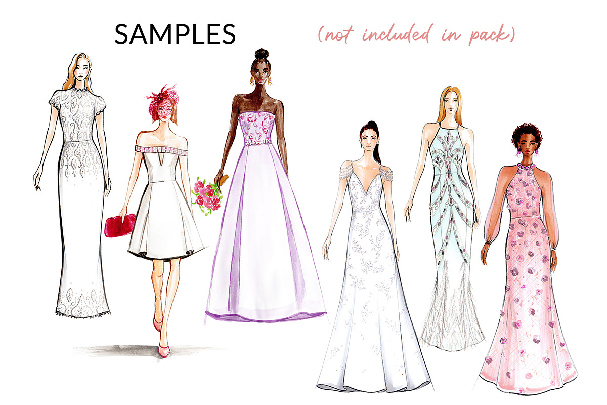 Sale- Bridal/Evening Croquis Pack, an Illustration by Art by Lin (Photo 2 of 5)