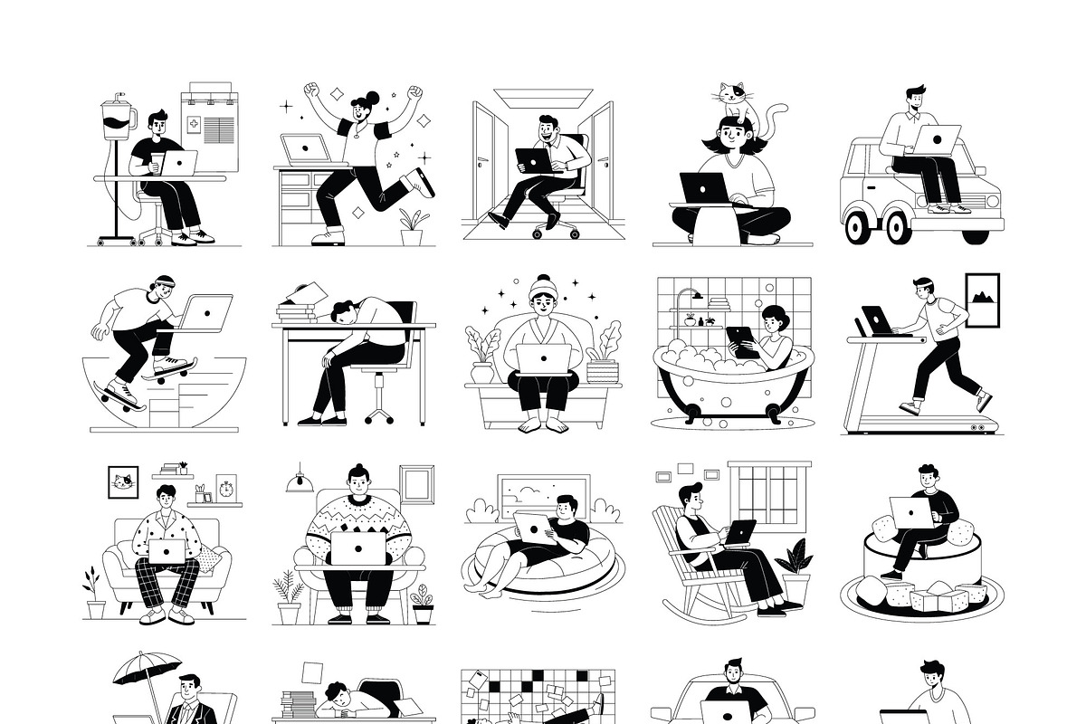 Remote Work Vector Illustrations AI, an Illustration by Vector Portal (Photo 8 of 8)