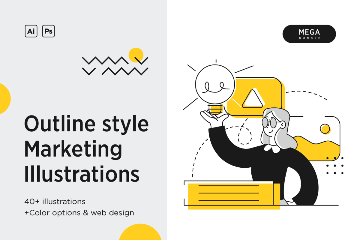 Business Marketing Illustrations set, a Work Illustration by StonePic (Photo 1 of 6)