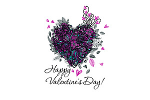 Heart of violet flowers. Happy, an Illustration by Nenahliadava Design