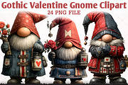 Gothic Valentine Gnome Clipart Set, an Illustration by RobertsArt (Thumbnail 1 of 5)