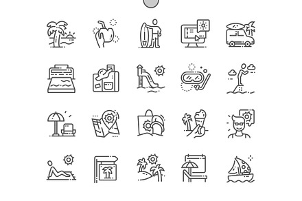 Rest in warm lands Line Icons, an Outline Icon by Palau