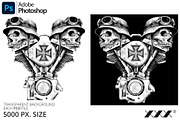 Motorcycle Skull T-Shirt Design, an Illustration by XXX (Thumbnail 2 of 2)