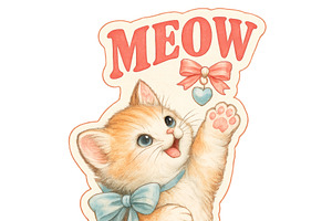 Kitsch kittens with bow and heart ch, an Illustration by Dvoevnore photos