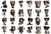 Whimsical Cat Girl Clipart, an Illustration by designcity5 (Thumbnail 2 of 5)
