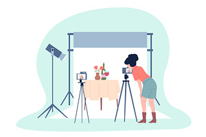 Girl taking photo still life, an Illustration by LadadikArt