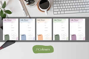 Daily Planner Canva Template 5 Color