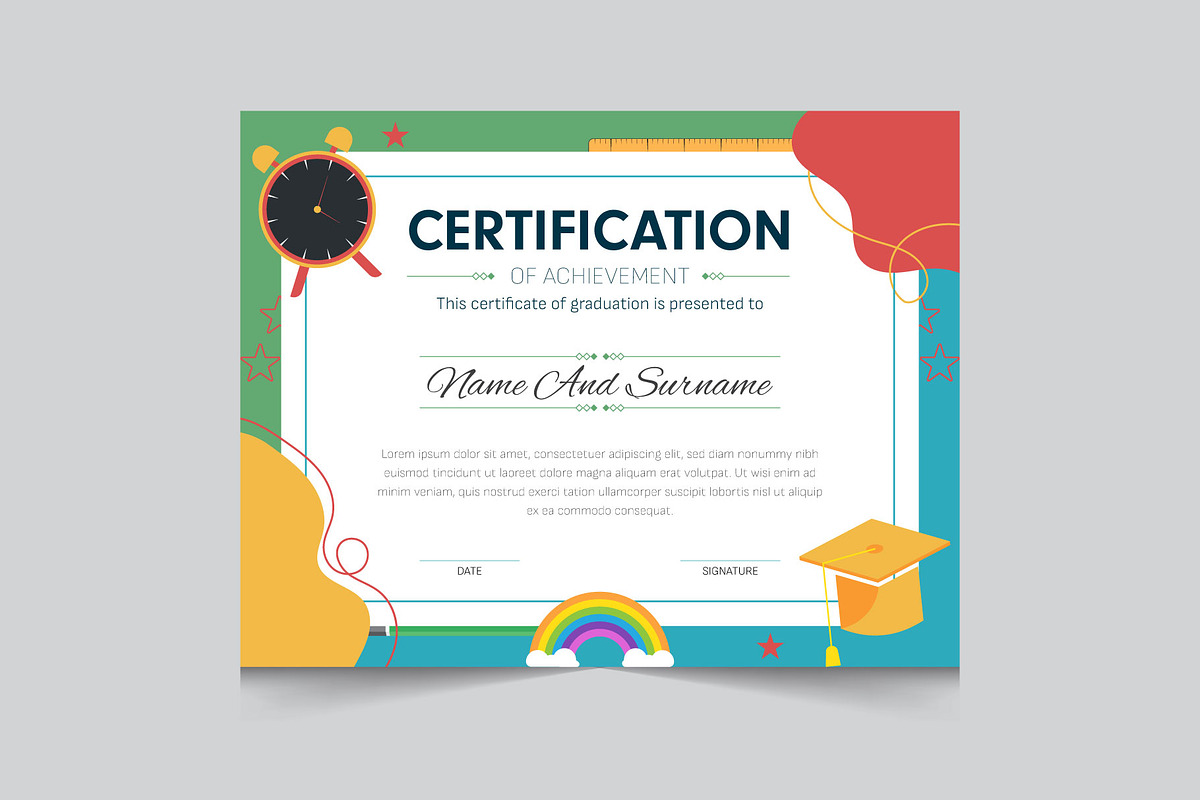 Kindergarten certificate template, a Card Template by thedesignsource