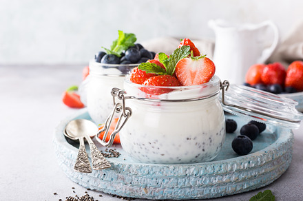 Chia pudding with berries in glass jar stock photo containing chia and, a Food & Drink Photo by Iryna Melnyk Photography