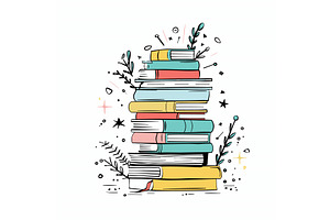 Colorful stack books vector, an Illustration by Vectorstockersland