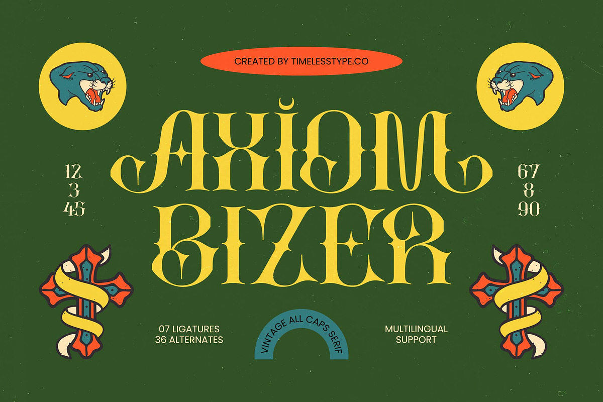 Axiom Bizer Vintage All Caps Serif, a Serif Font by timelesstype.co (Photo 1 of 10)