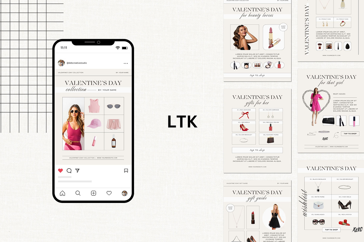 Valentine's Day LTK Canva Template, a Social Media Template by Deb Creative Studio (Photo 3 of 10)