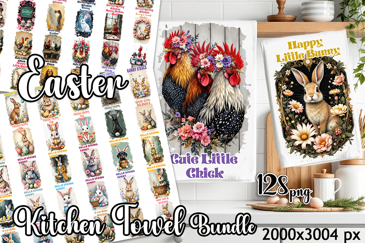 Happy Easter Kitchen Towel, a Decorative Illustration by ElenazlataArt (Photo 1 of 5)