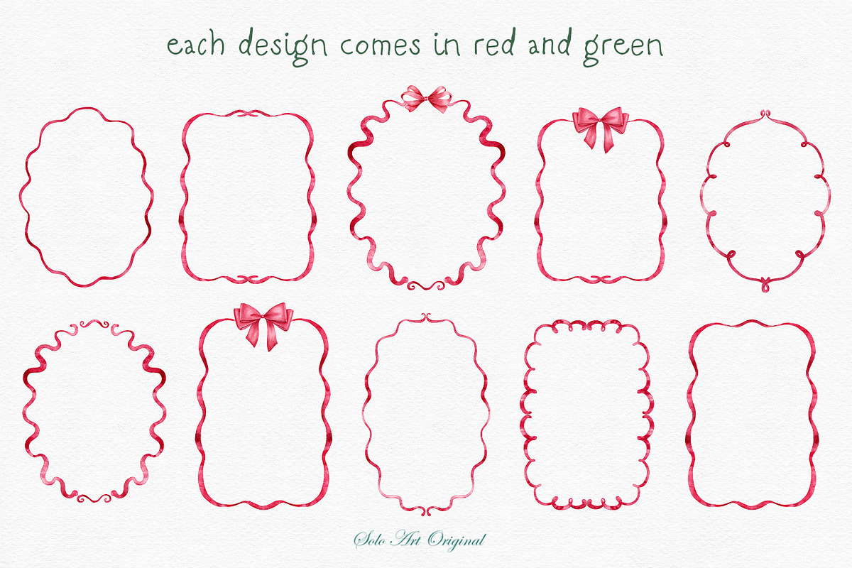 Christmas Watercolor Frames Cards, an Object Graphic by Solo Art Original (Photo 3 of 12)
