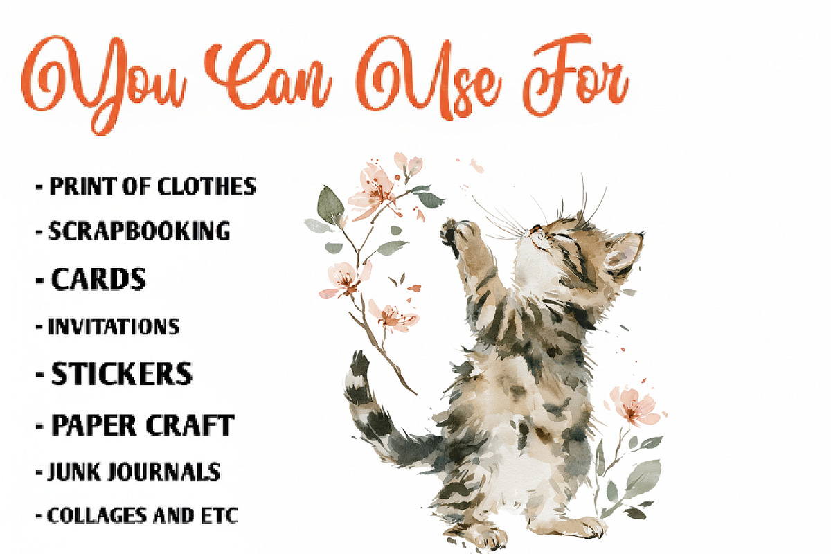 Whimsical Kittens Clipart Set, a Seasonal Illustration by CreationArt (Photo 5 of 7)