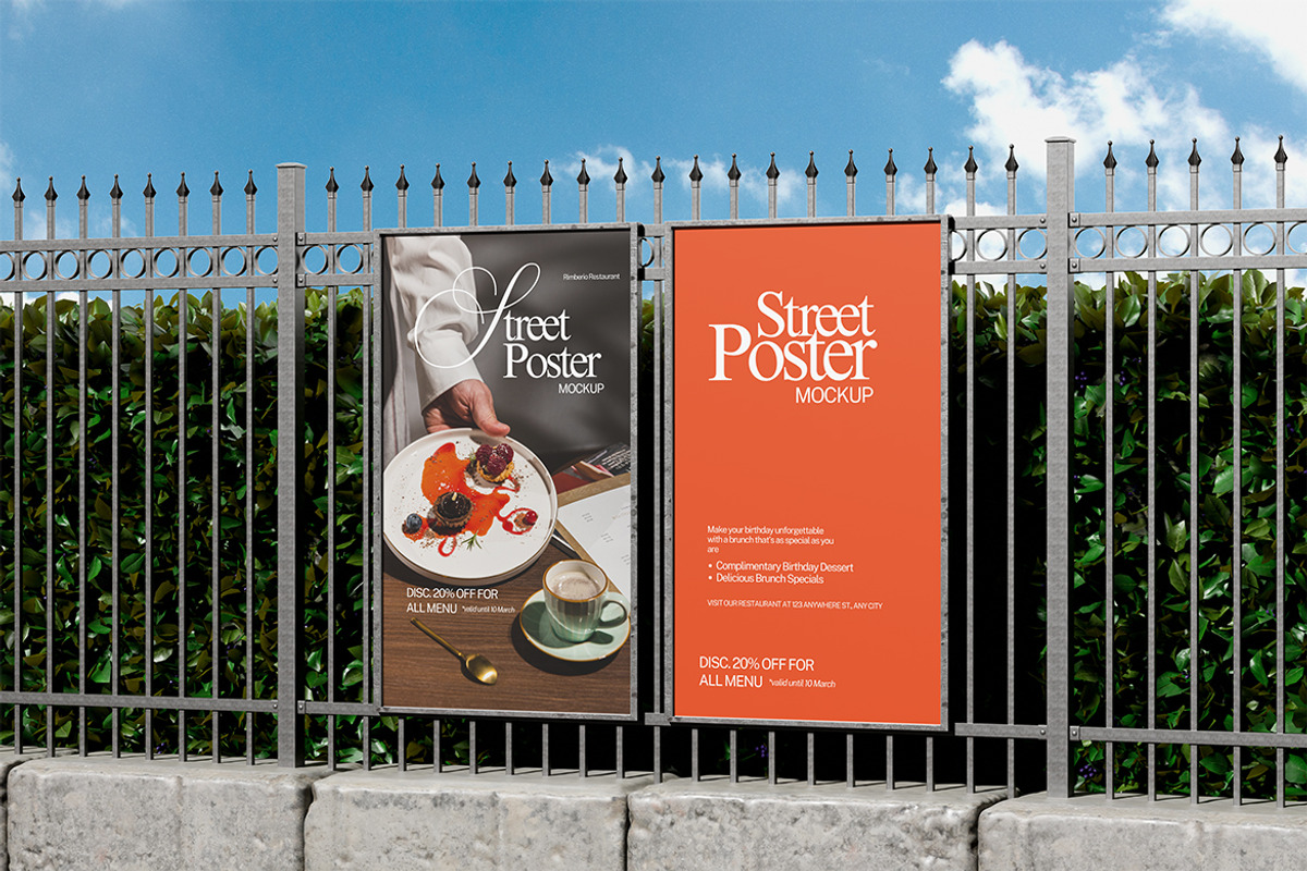 Street Poster Mockup, an Advertising Mockup by HanaSaka_Studio (Photo 3 of 5)