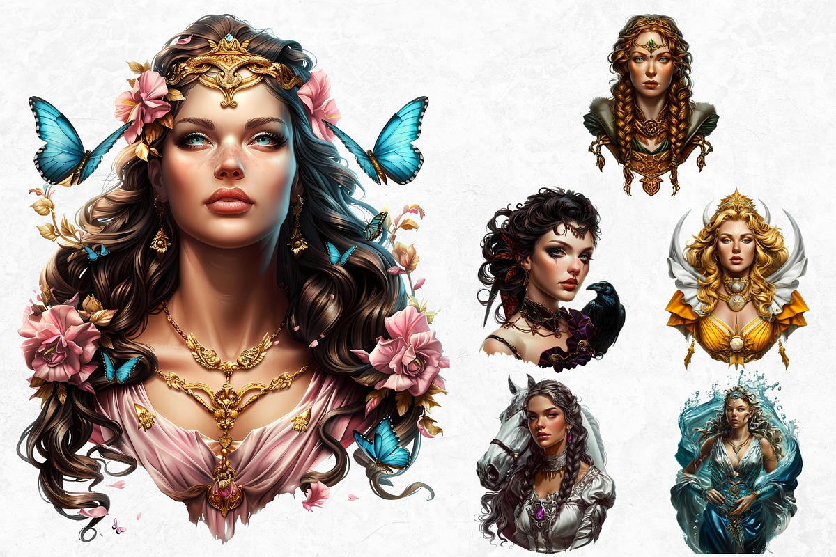 Celtic God Goddess clipart set, a Person Illustration by ThatsDesignArt (Photo 10 of 12)