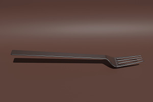 Realistic 3d Model Chrome Fork