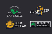 Set of retro vintage beer and alcohol logo or insignia, emblems, labels and badges and other branding objects. Vector line style, a Branding & Logo Template by GraphiShop (Thumbnail 3 of 4)