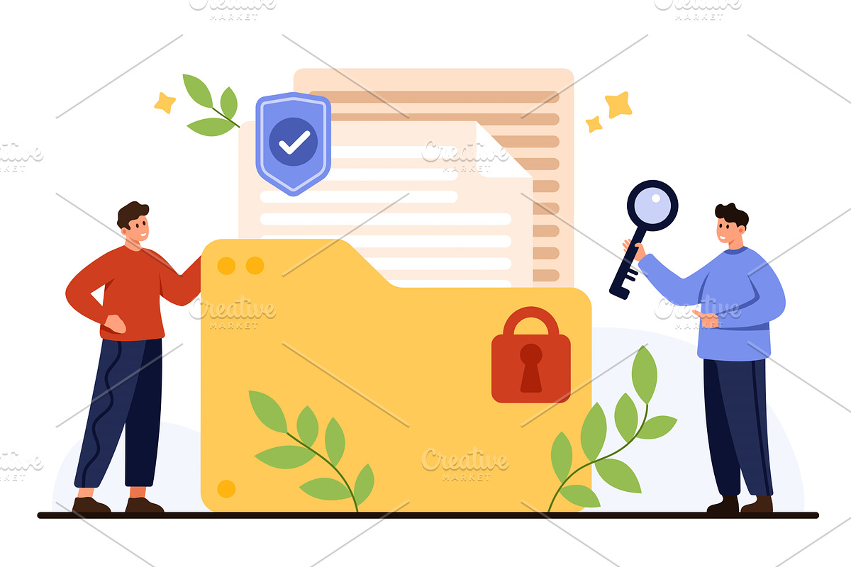 Confidential Data Protection, a Technology Illustration by Flashvector