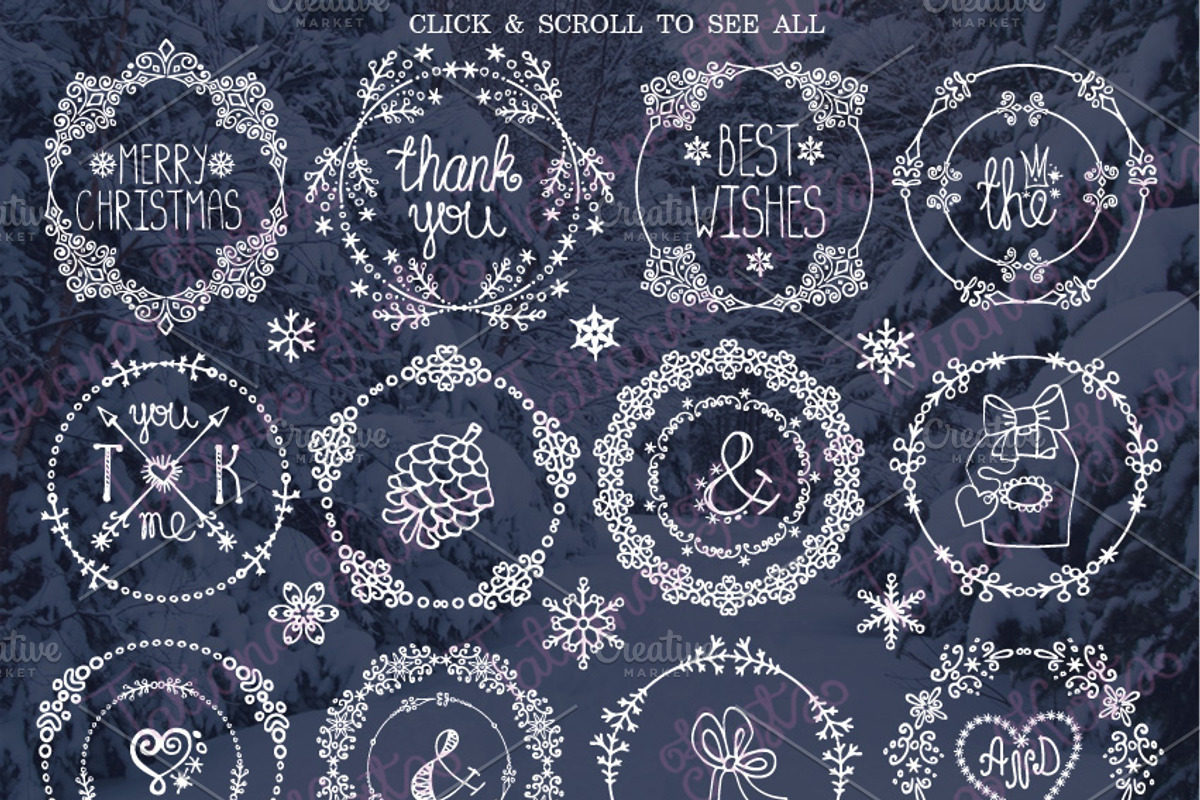Winter frames ,wreath , snowlakes, a Decorative Illustration by Tatianakost49 (Photo 1 of 2)