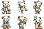 Whimsical Christmas Panda Clipart, an Animal Illustration by Black Bird Studio (Thumbnail 4 of 6)