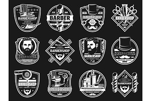 Barbershop, Beard And Mustache Icons