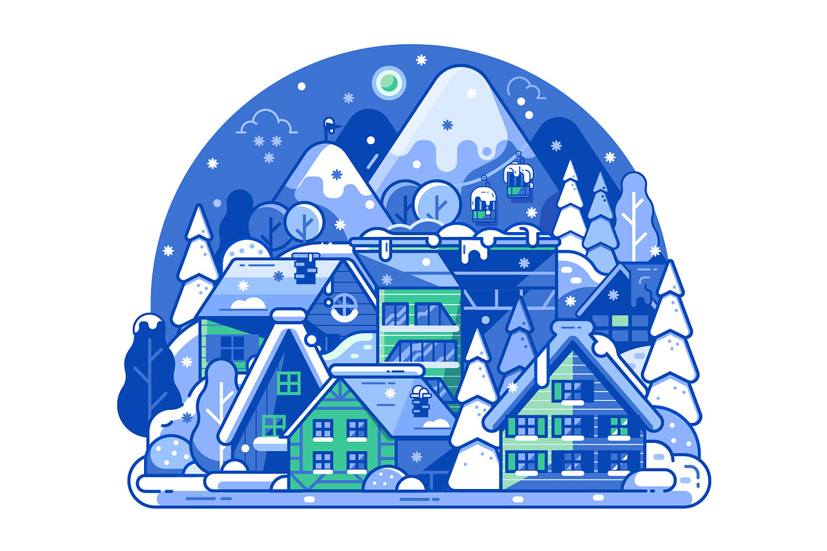 Skiing Resort Web Illustrations, a Sport Illustration by Alex Krugli (Photo 13 of 15)