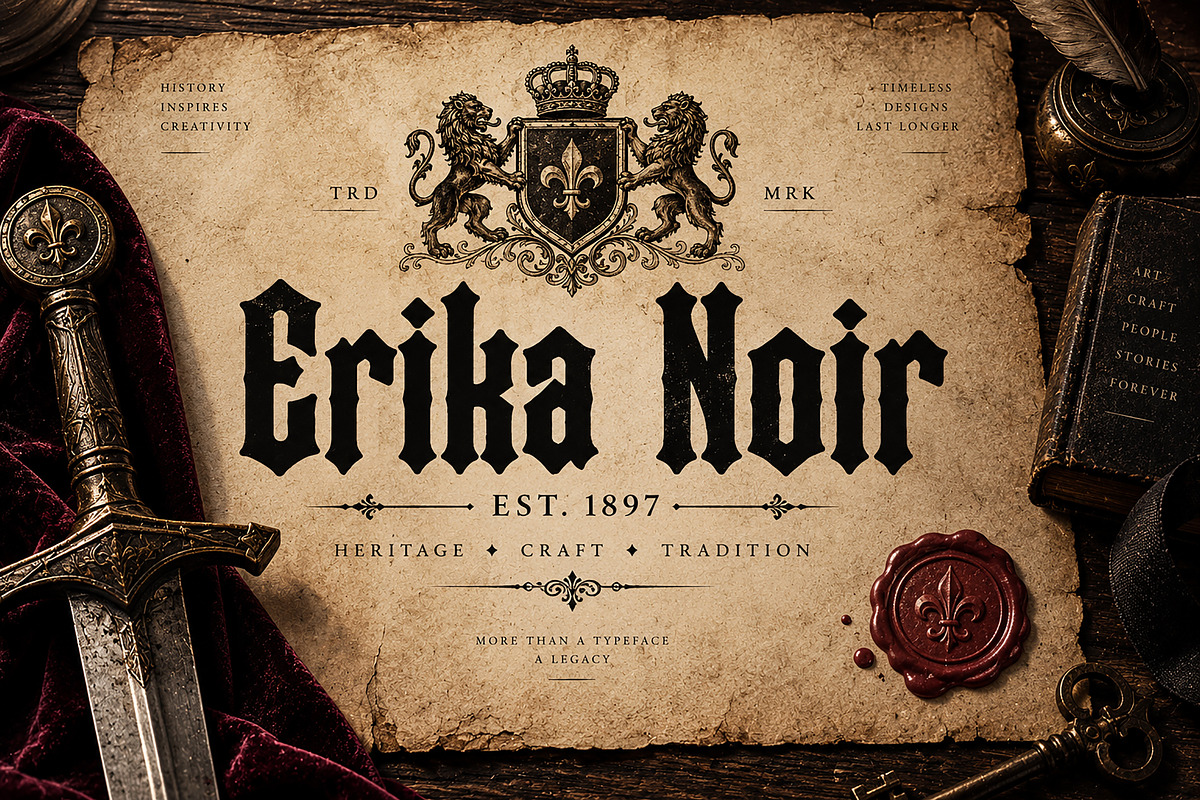 Erika Noir, a Blackletter Font by Wow Magic (Photo 4 of 4)