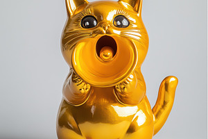 Golden Cat Figurine Megaphone Decor, an Animal Photo by Pixeness Studio